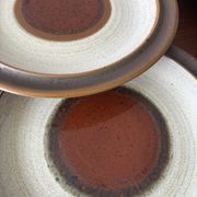 Lot of 6 vintage Denby England dessert plates – Brown glazed stoneware and