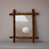 Bamboo-style wooden mirror