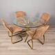 Ensemble de 4 chaises et table vintage années 70 en métal doré design gastone rinaldi