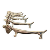 6 Silver-Plated Metal Dachshund Knife Holders