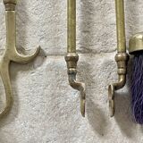 Brass fireplace accessory set with vintage stand