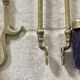 Brass fireplace accessory set with vintage stand