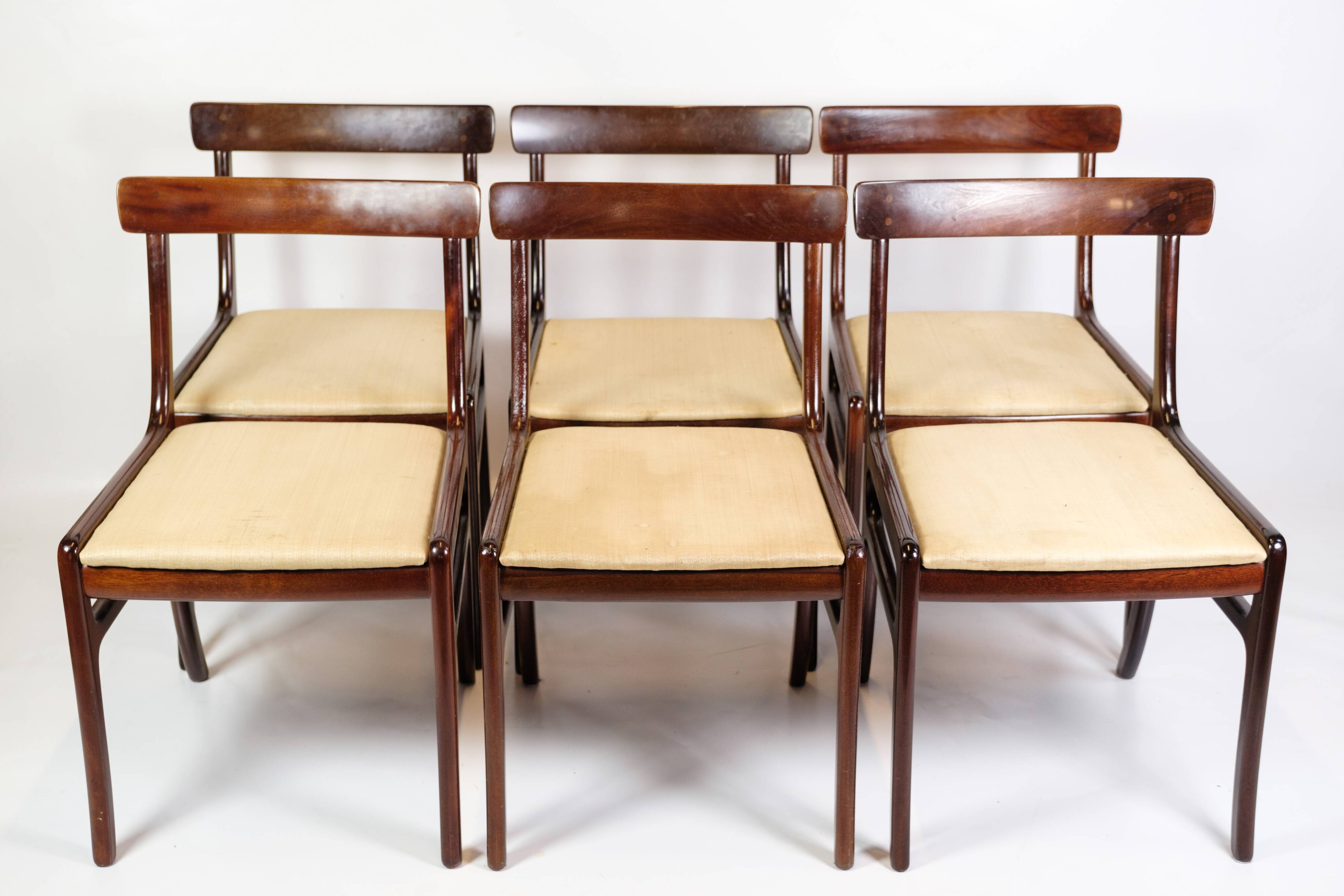 Set Of 6 Dining Chairs Model Rungstedlund Made In Mahogany By Ole Wanscher From 1960s