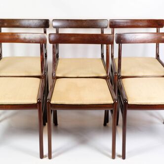 Ensemble de 6 chaises de salle à manger modèle Rungstedlund fabriquées en acajou par Ole Wanscher des années 1960