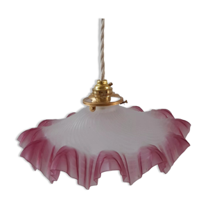 Suspension dentelée - verre rose