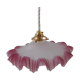 Serrated pendant lamp in pink glass 50s-60s