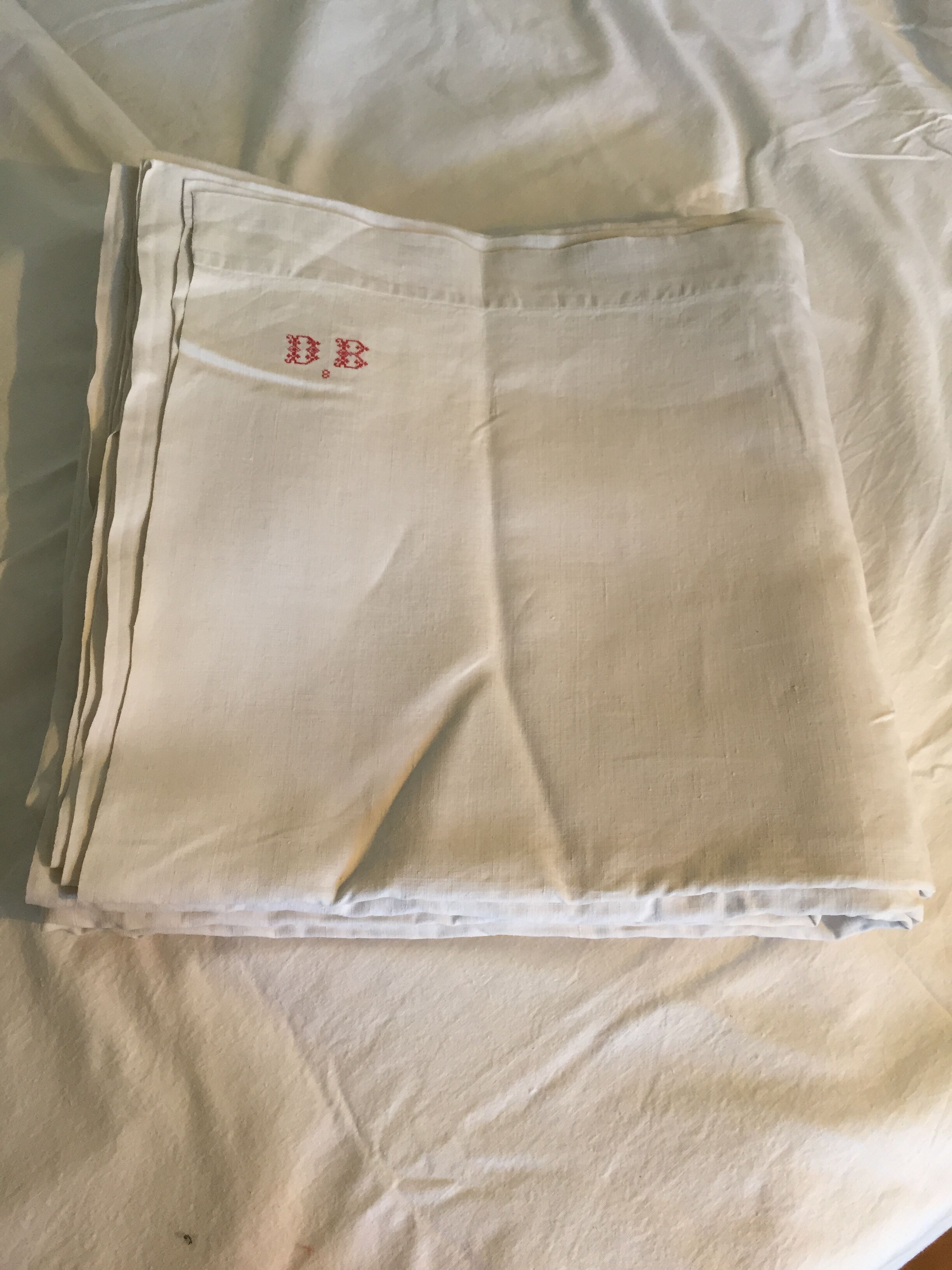 Monogrammed linen sheet