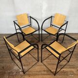 Series of 4 chairs minimalist 1980 design italy