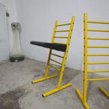 Paire de tabouret de bar italien ajustables jaune laqué et noir