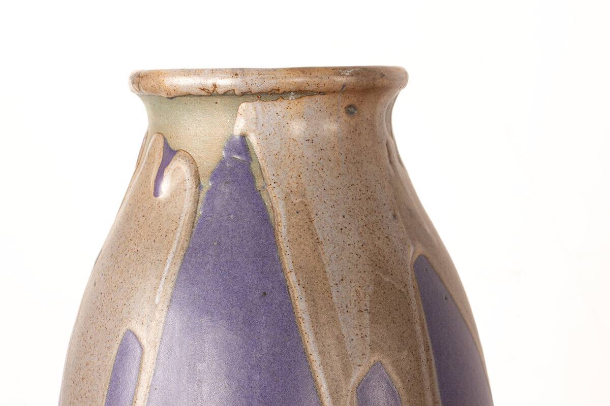 Large Art Deco glazed ceramic vase, by Léon Pointu, Puisaye stoneware.