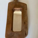 Mirror cubist shape in raw wood Formentera 1970