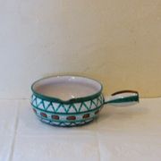 Salad bowl in the form of fondue pot, Robert Picault Vallauris, in enamelled ceramics, vintage 1950/60,