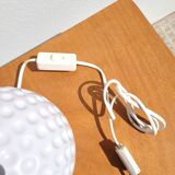 Vintage golf ball lamp base, white ceramic "Monteuse"