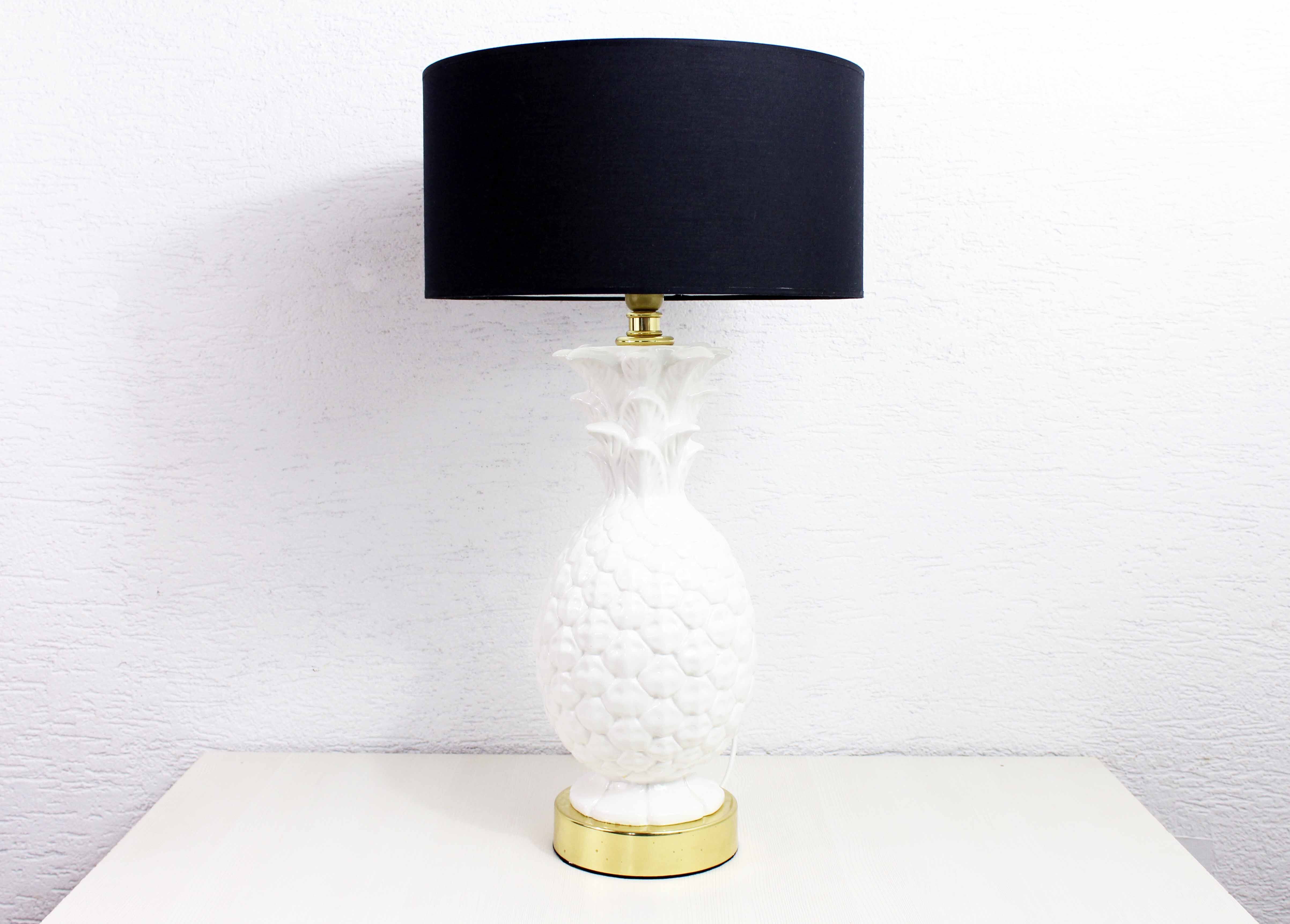 Table lamp ananas ceramic and brass 70s