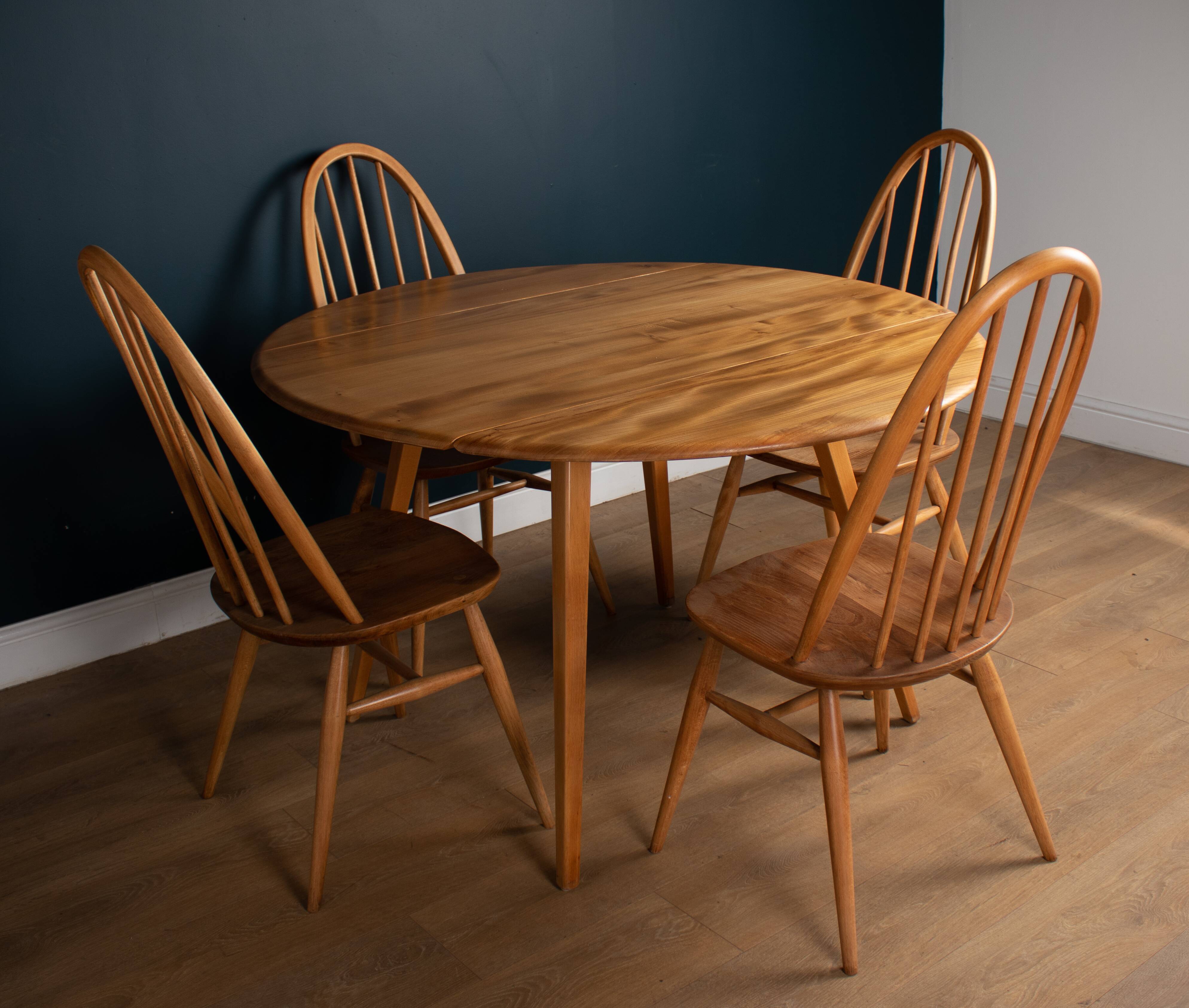 Restored Vintage Retro Ercol 1960s 384 Round Dining Table & 4 370 Windsor Arm Chairs Regular price