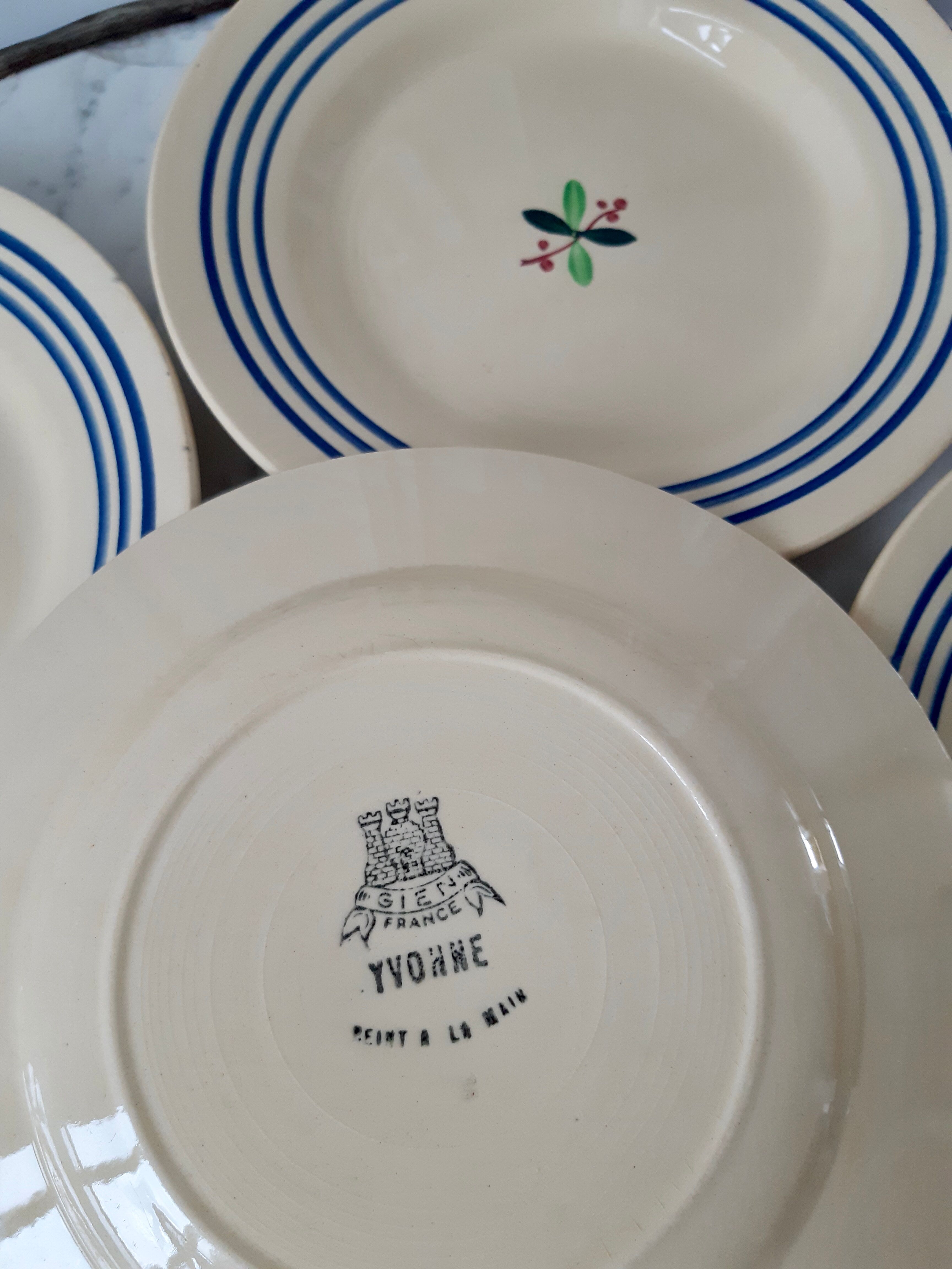 Set of 6 dessert plates Gien model Yvonne