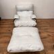 Armchair and ottoman Marsala in white leather by Michel Ducaroy for Ligne Roset