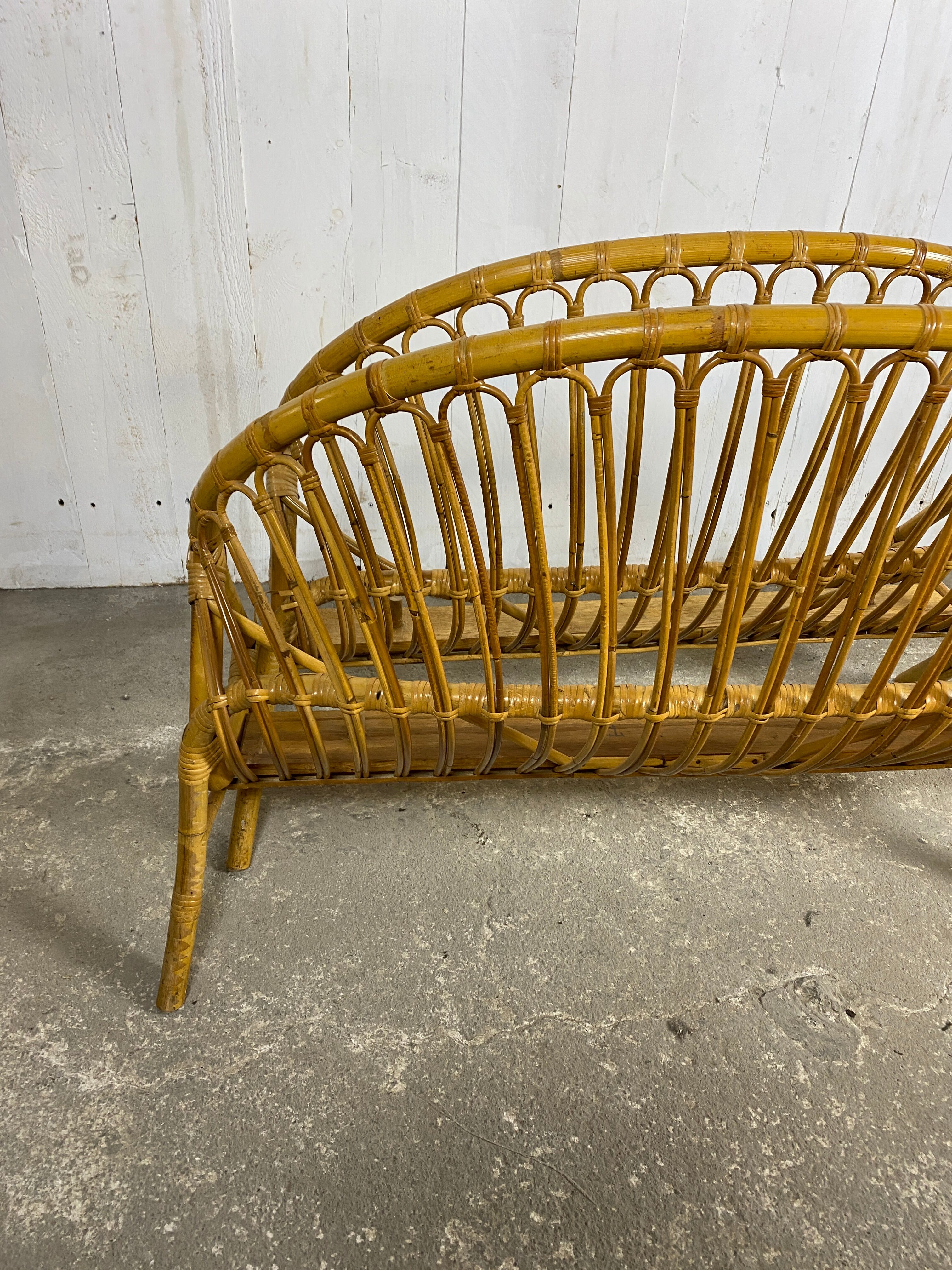Antique rattan basket bed