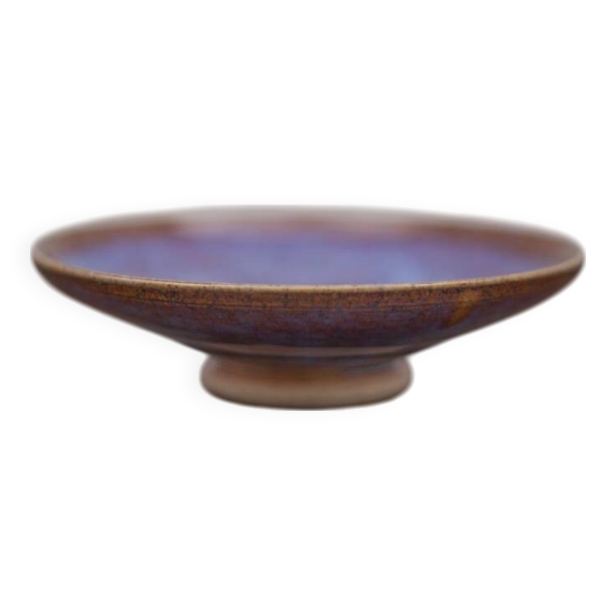 Signed stoneware bowl, glazed stoneware bowl, blue/purple bowl, empty pocket