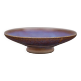 Signed stoneware bowl, glazed stoneware bowl, blue/purple bowl, empty pocket