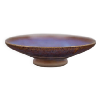 Signed stoneware bowl, glazed stoneware bowl, blue/purple bowl, empty pocket