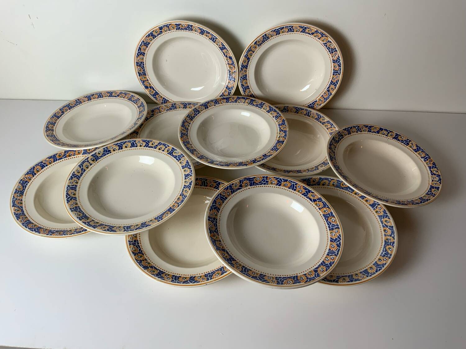 12 Longwy soup plates