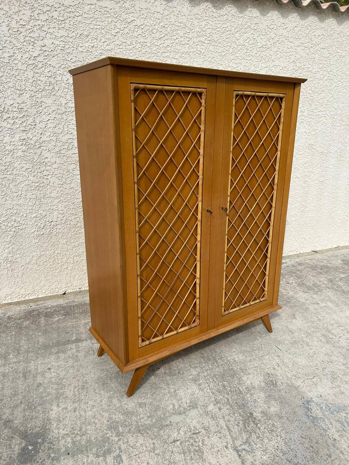 Rattan style wooden cabinet