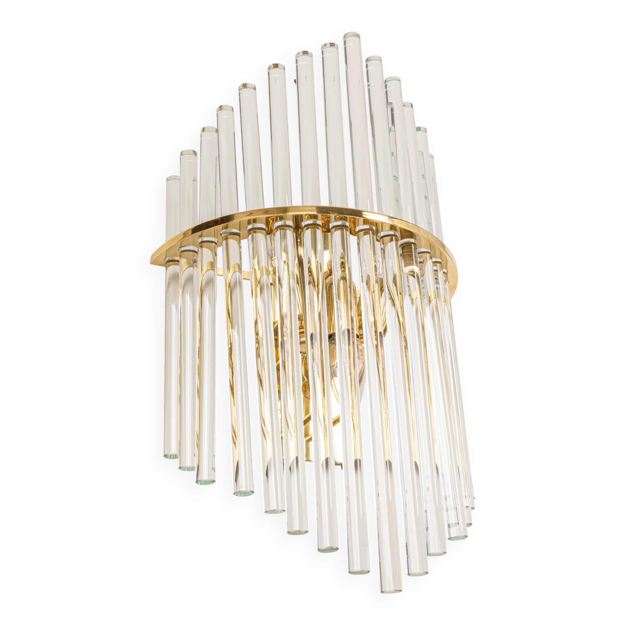 Pairs of magnificent crystal stem wall lights by Christoph Palme, Germany, 1970s.