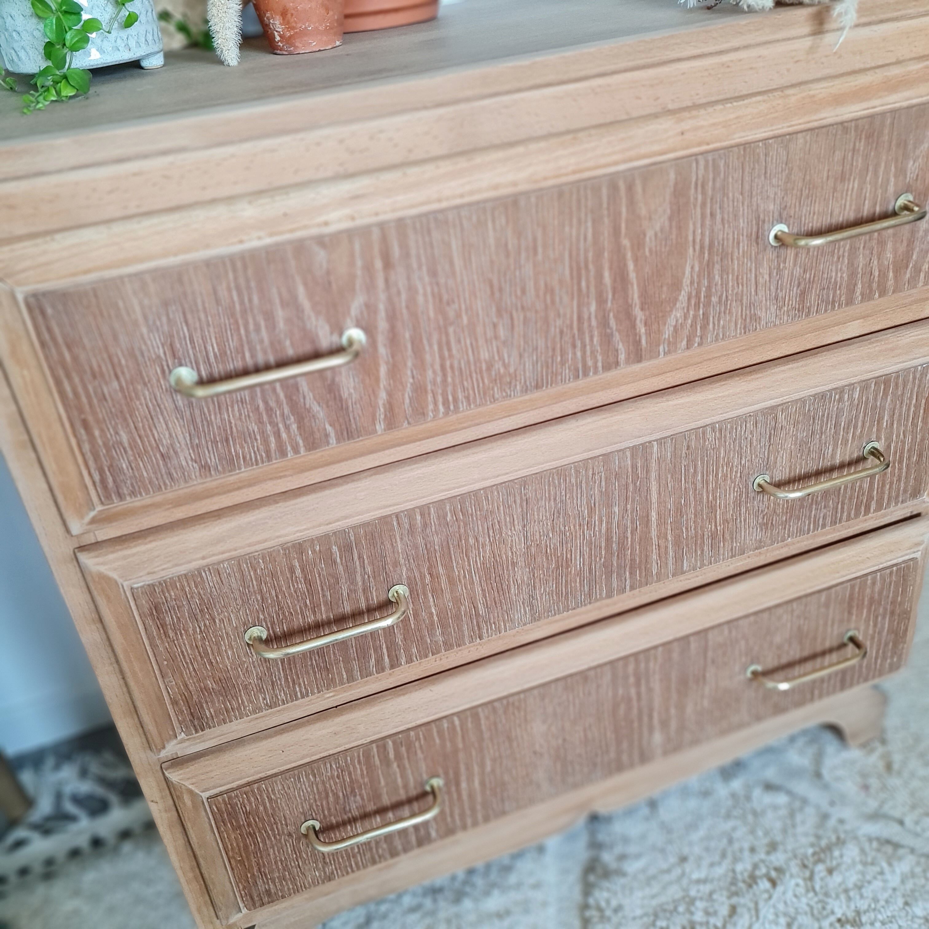 Commode scandinave bois brut années 50