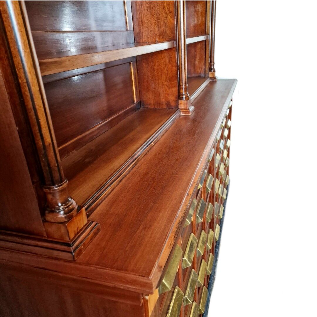 Grand cabinet d’apothicaire Art Déco en acajou et marbre, 1909