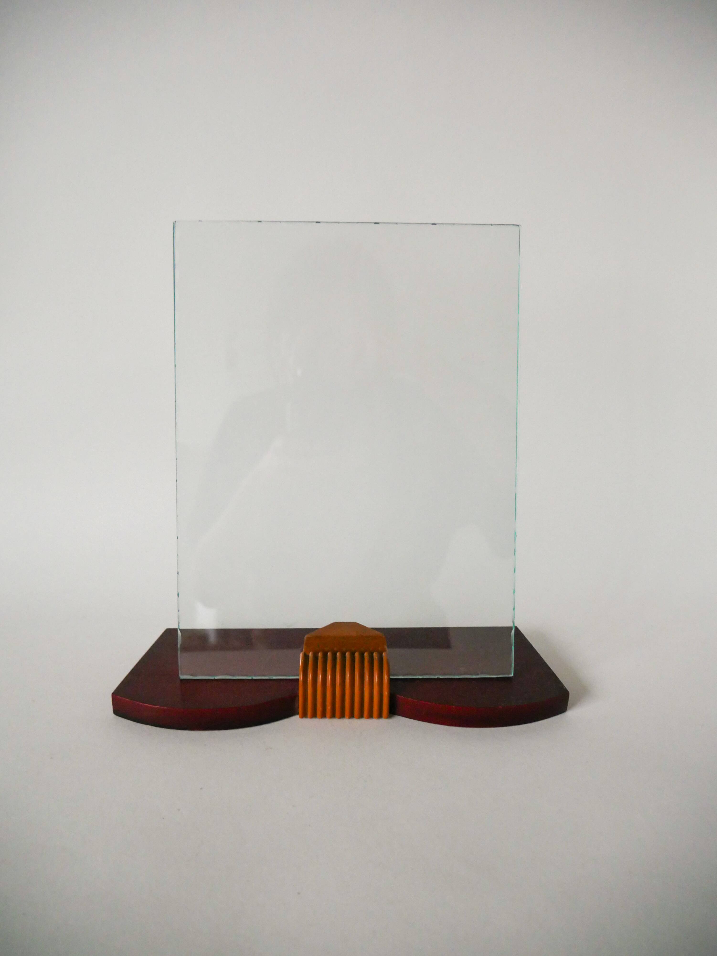 Art deco wood and glass photo holder 1930
