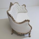 Louis XV salon in white and gold with tufting - Handmade in beech wood.