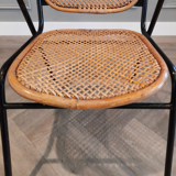 1950s chair in black metal and braided rattan