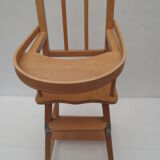 doll high chair with bars, light wood