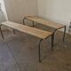 Paire de bancs d'école vintage métal et bois