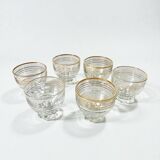 Lot de 6 verres en verre doré à l'or fin - vintage 1940 - verres à liqueur