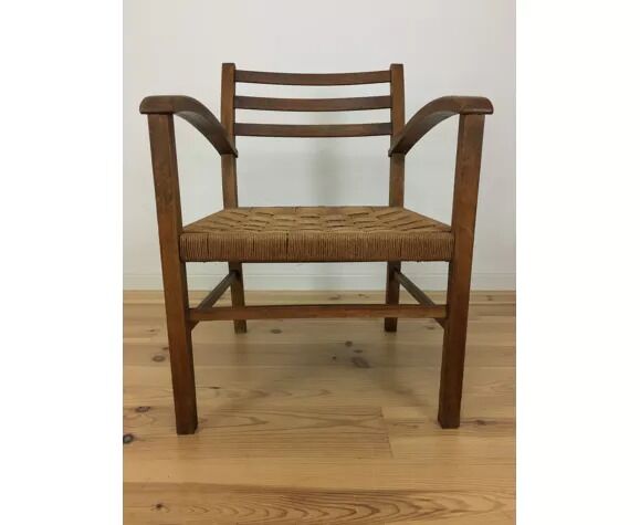 Rope and wood vintage armchair 50s