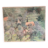 Huile sur toile champ d’oliviers