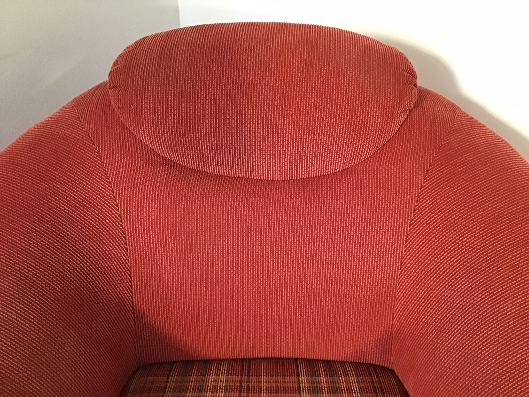 Red fabric club chair