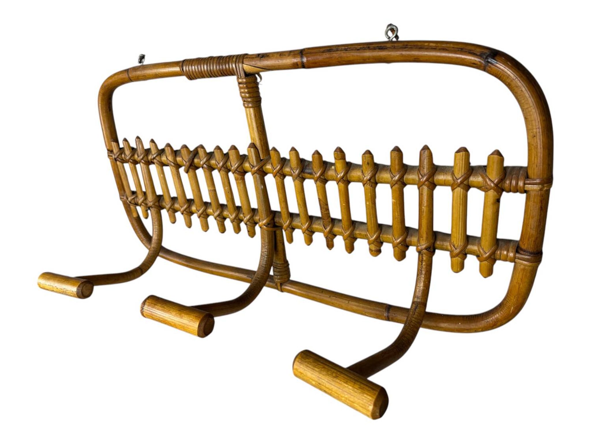 1960s Italian Rattan Coat Rack