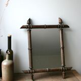 Old mirror in turned wood 43x52cm