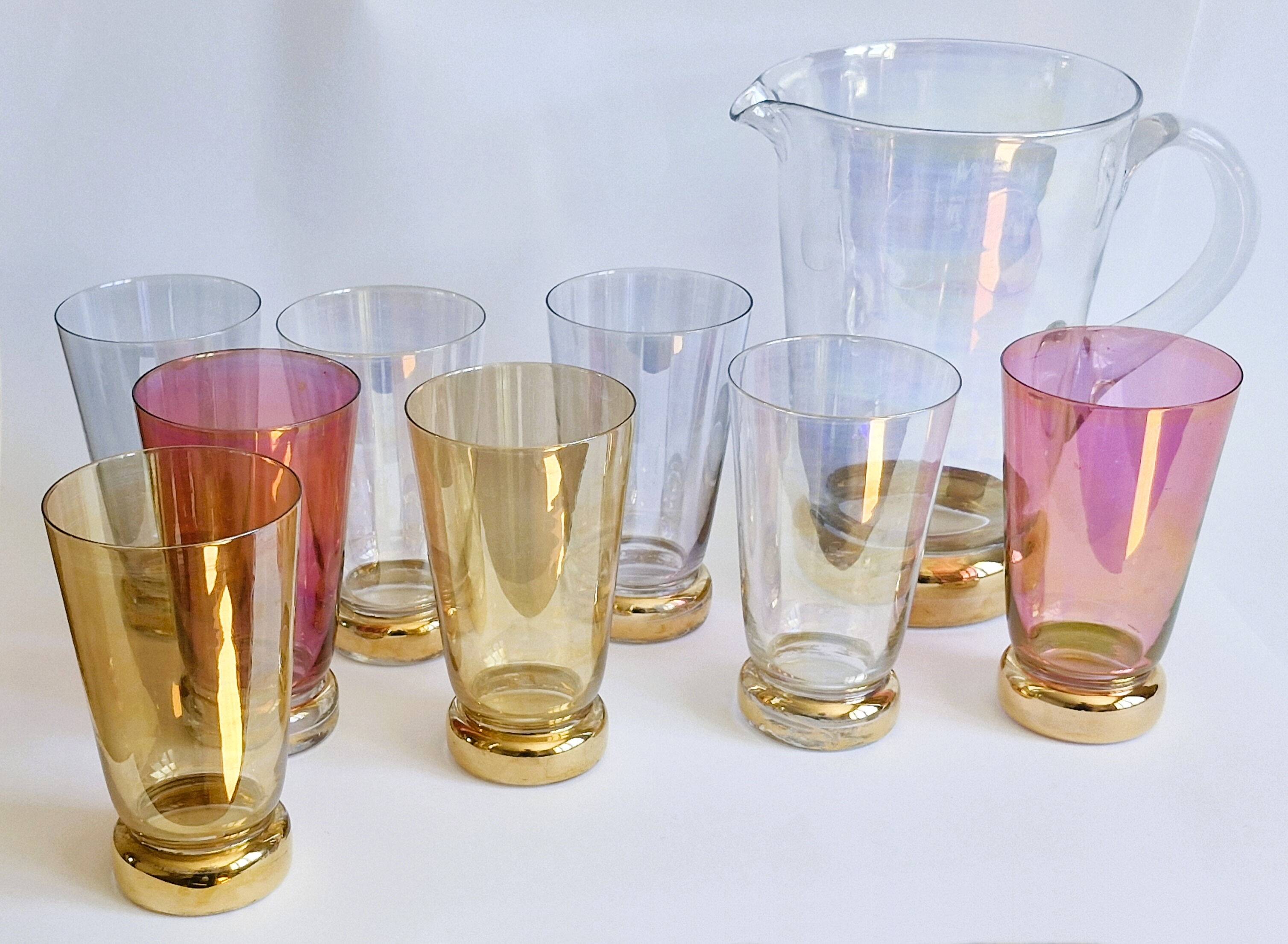 Orangeade set in colored glass