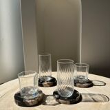 Set of 4 fossilized wooden coasters
