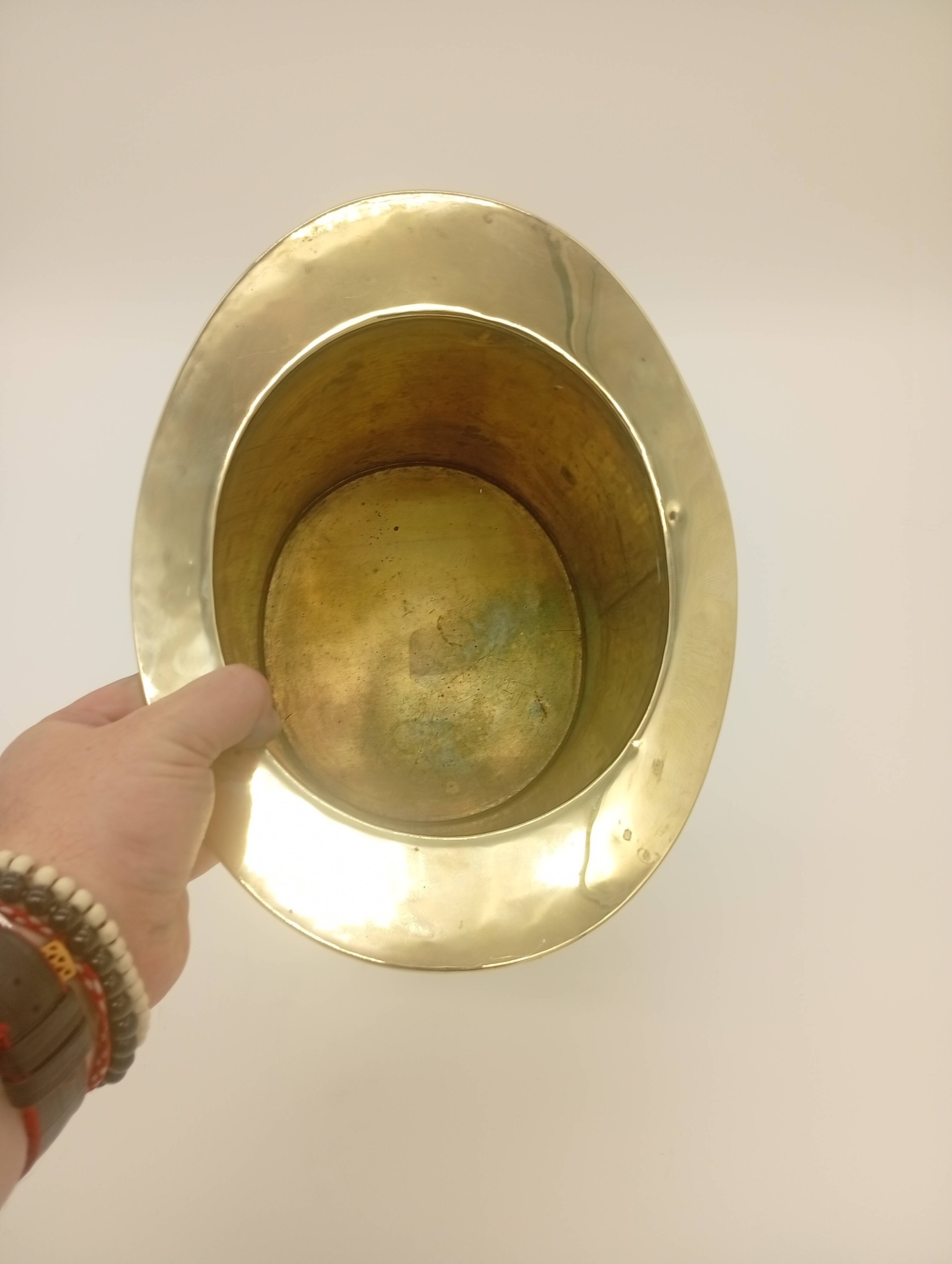 Ice Bucket Champagne Cooler Top Hat Vintage Brass