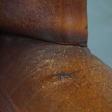 Vintage Sheepskin Leather Wingback Chair