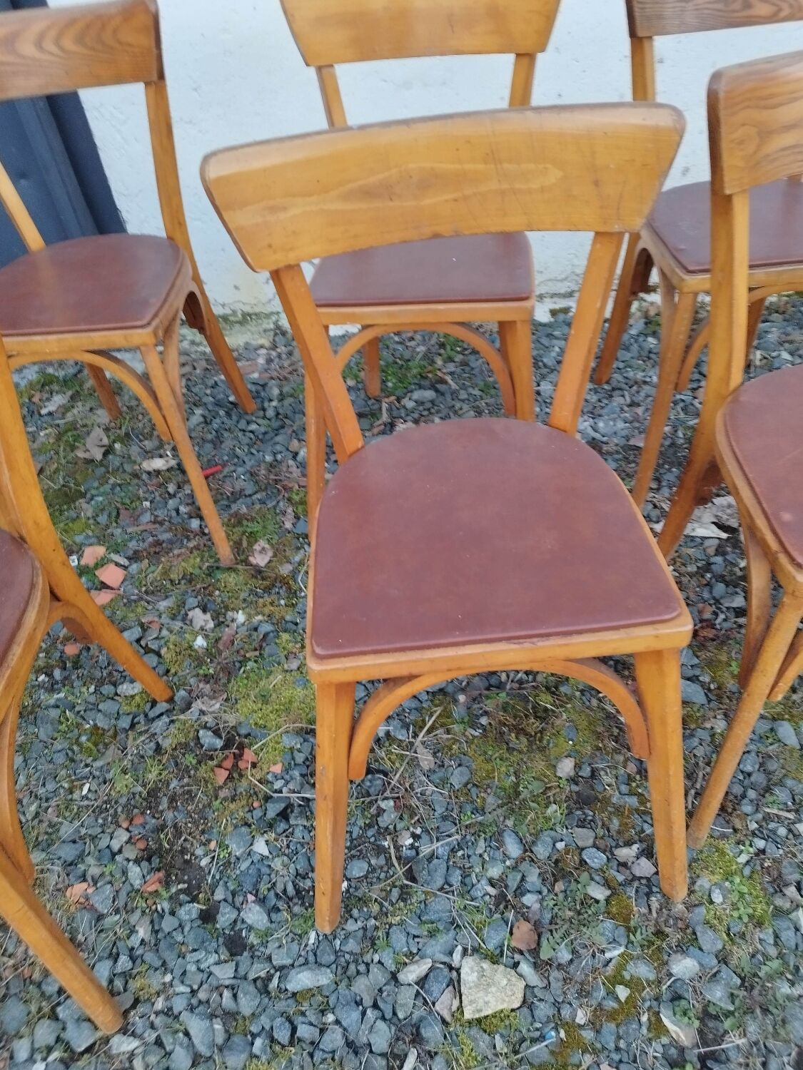 Set of  8 chairs bistro bar kitchen wood