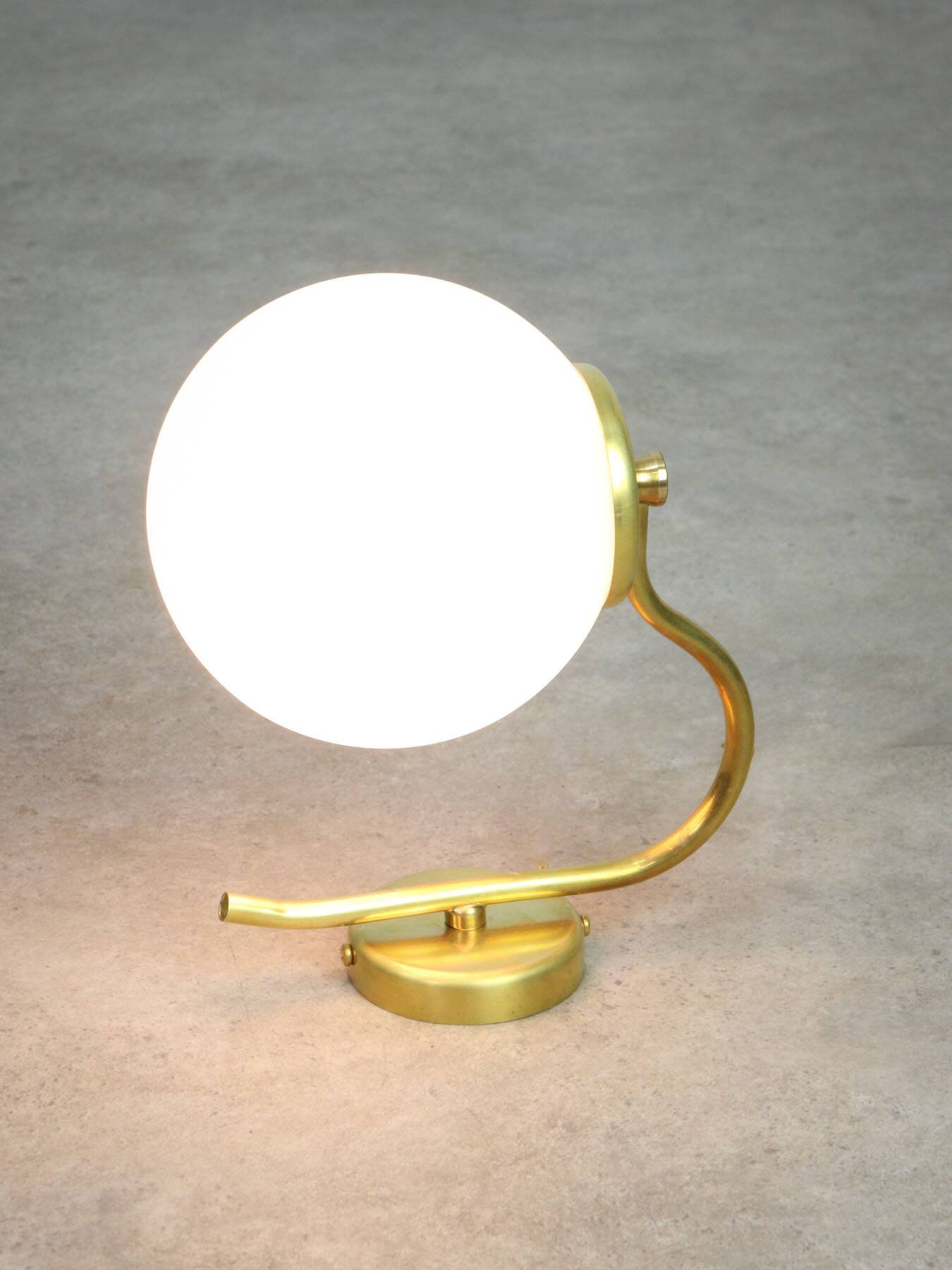 Vintage Italian Mid-century Brass and Opaline Wall Lamp