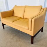 VINTAGE DANISH RETRO SKIPPER 2 PERSON SOFA IN BUTTERMILK LEATHER
