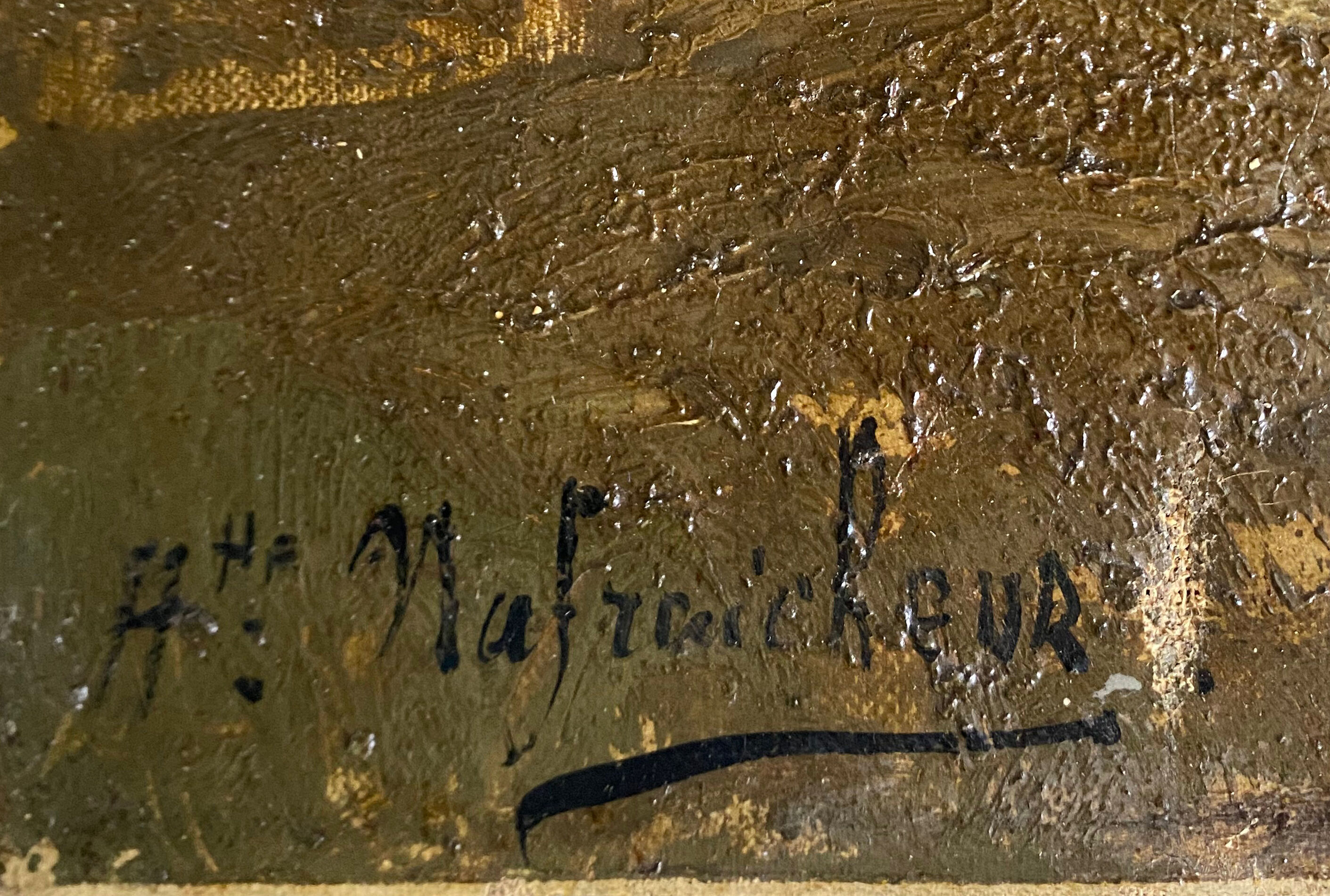 Table HST full XIX° "Boats at low tide" Honoré Nafraicheur