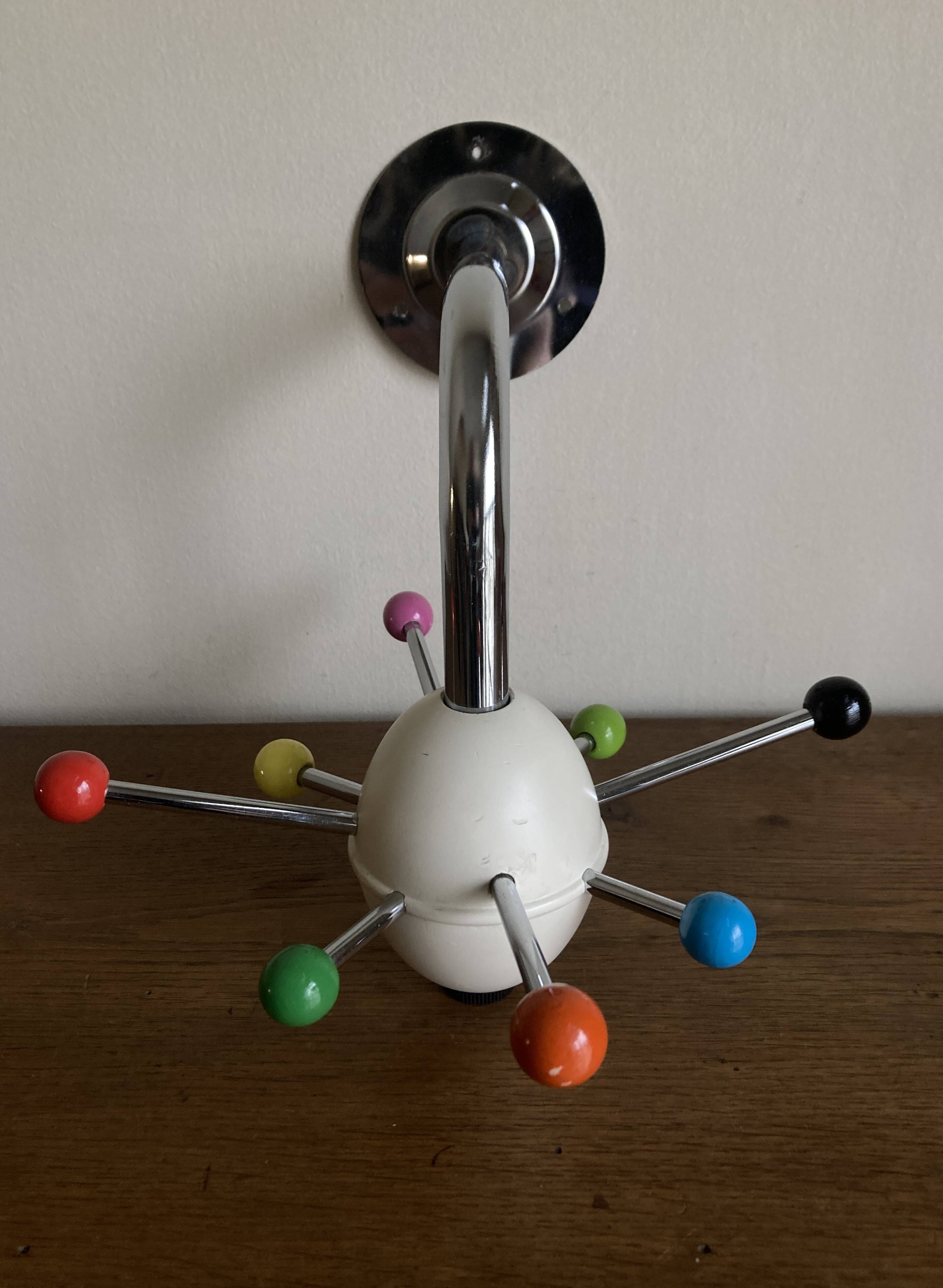 Sputnik coat rack, 1980s, Memphis colors